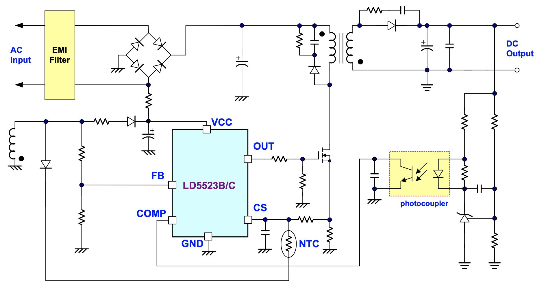 LD5523B - 隔离式次级端调节控制/驱动器 - Mid-Power控制器 - 通嘉科技